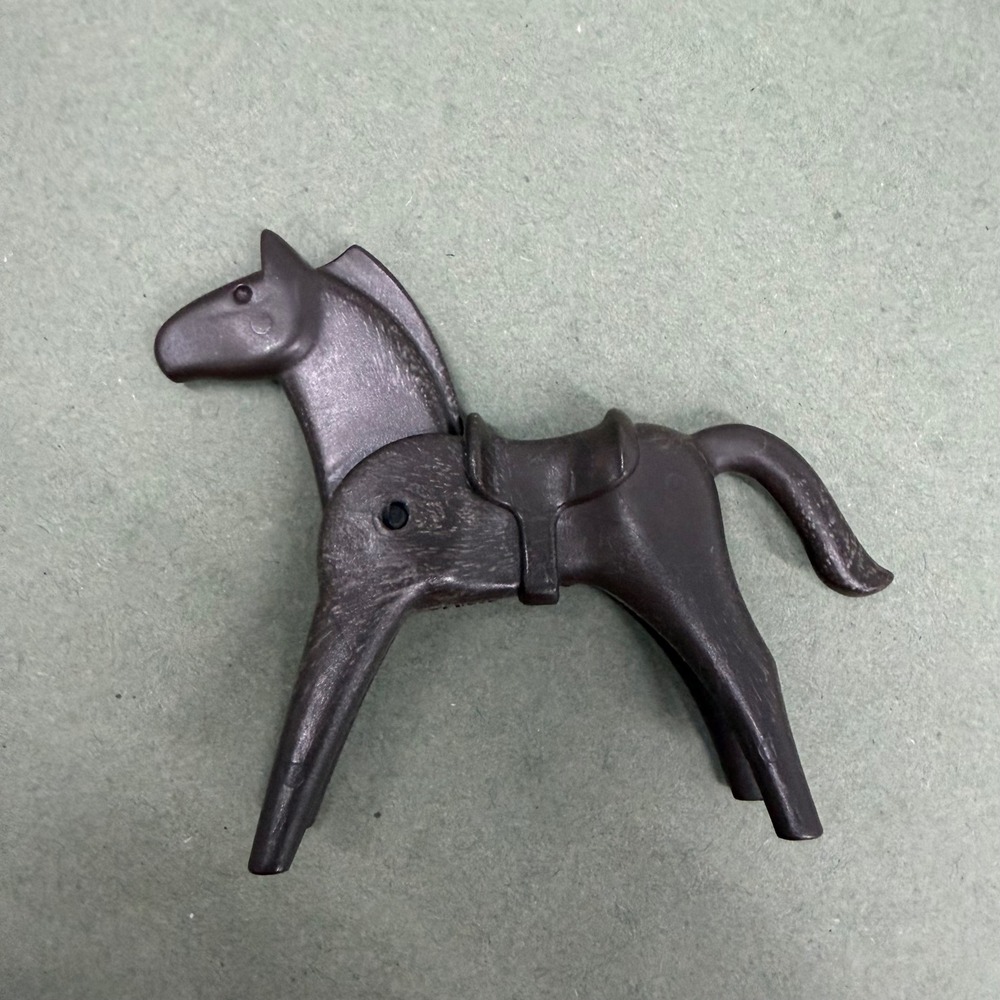 Vintage 1974 Playmobil Geobra Dark Brown Horse Figure Movable Neck A8 Toy